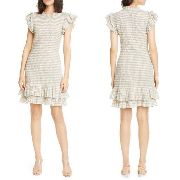 Veronica Beard Dress Smocked Ruffles Short $495 - Picture 2 of 13